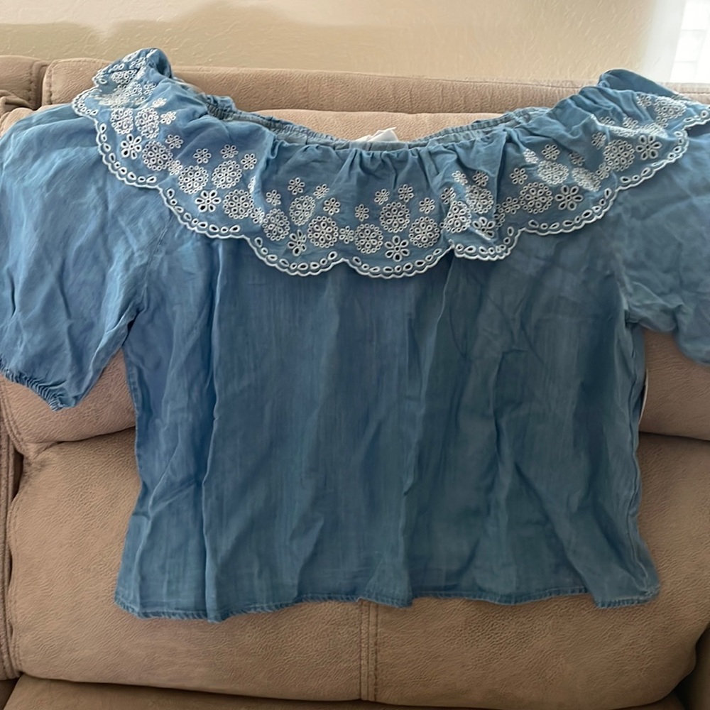 Plus size Denim off shoulder shirt